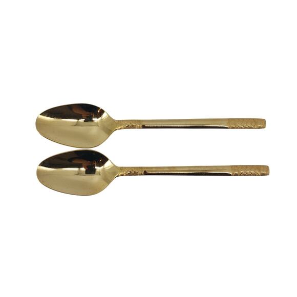 2 Vtg Oxford Hall Stainless Japn Gold Tone Flatware Regency - Picture 1 of 6